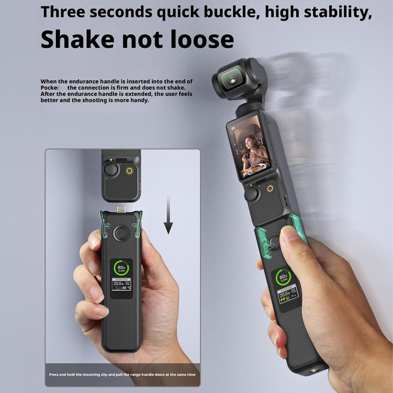 Battery Handle Compatible with DJI osmo Pocket 3,with Digital Screen, Built-in 5000mAh Battery,Smart Fast Charging Battery Life Handle Sports Camera Accessories - Image 4